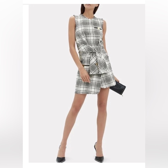 Alexander Wang Tweed Plaid Front Tie Dress NWOT - Picture 3 of 7